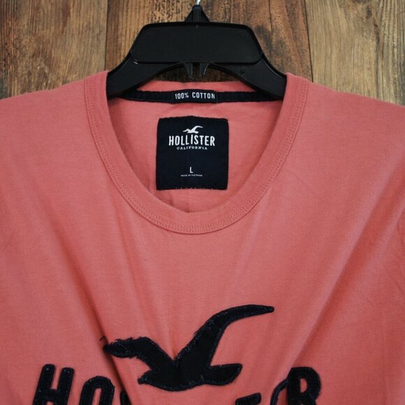 Hollister Men's Pink Navy Graphic Logo Tee Tshirt L - Picture 2 of 3